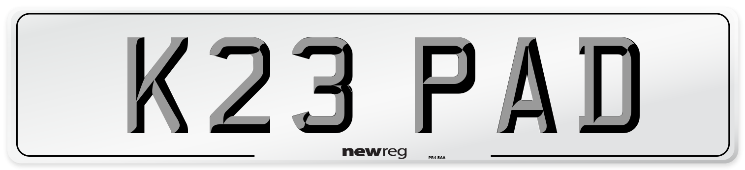 K23 PAD Number Plate from New Reg